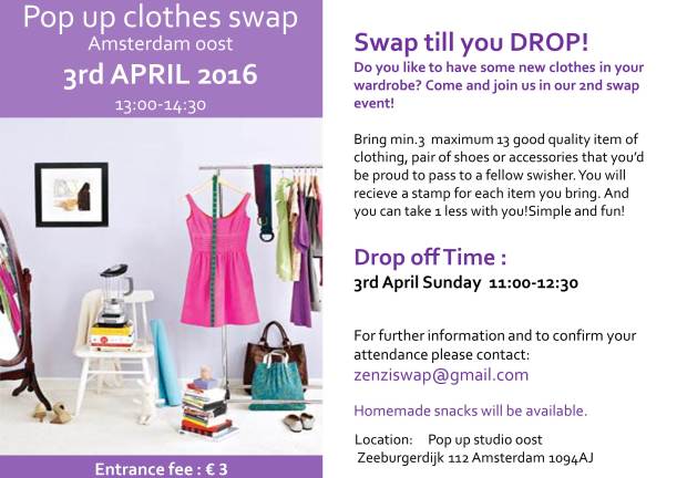 pop up clothes swap amsterdam oost 3rd april 2016